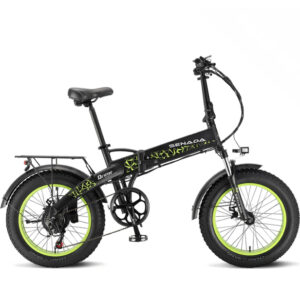 Senada Drifter UL Certified 500w 48v 14Ah 20" Fat Tire Folding Electric Bike + Rear Rack & Fenders | Black and Green